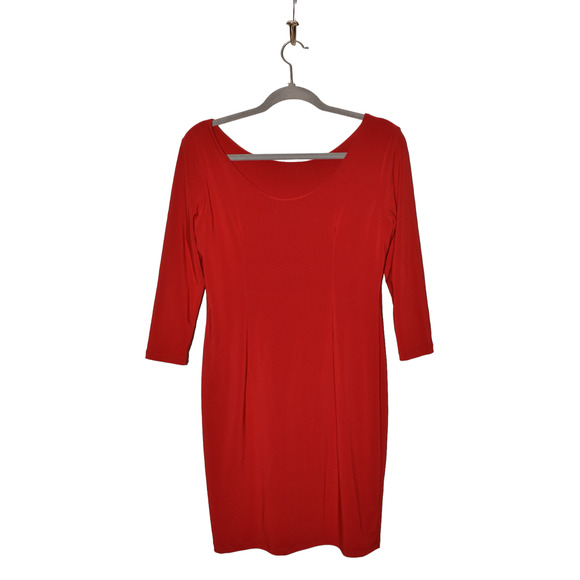 CLARA SUN WOO $109 Jersey Stretch 3/4 Sleeve Fitted Mini Dress in Red XS‎ - Picture 2 of 3